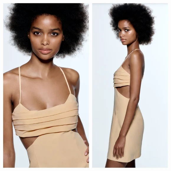 NWT Zara Cut Out Linen Blend Dress - Picture 7 of 10